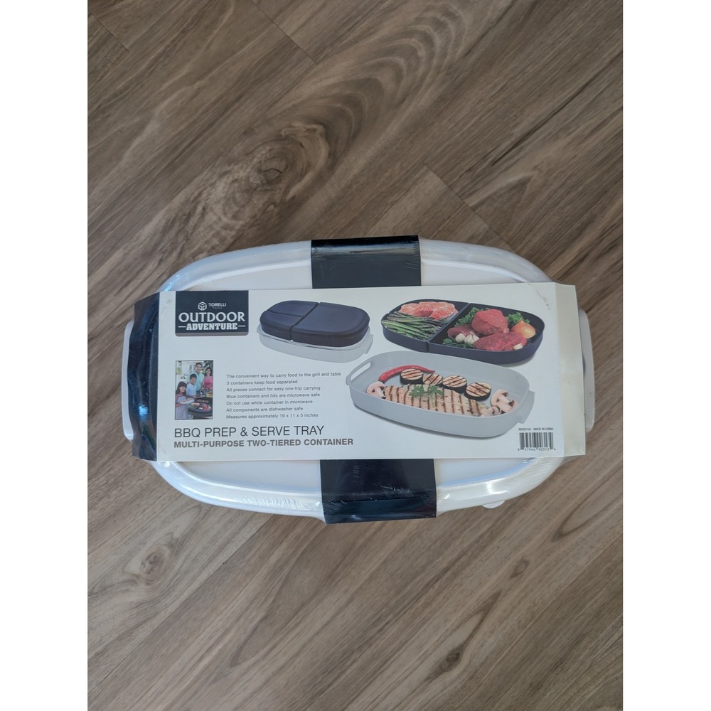 Torelli Outdoor Adventure BBQ Prep & Serve Tray Two-Tiered Container Picnic